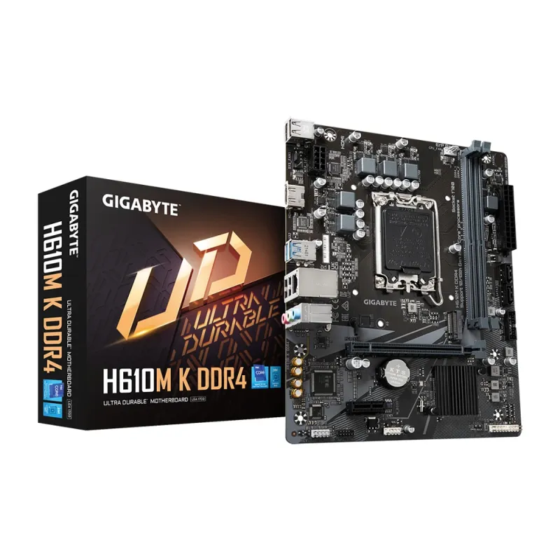 Tarjeta Madre Gigabyte H610M K DDR4 - Socket LGA1700 - 2x DDR4 - 2133/2666/3200 MT/s - HDMI - Micro ATX - H610M K DDR4 1.0
