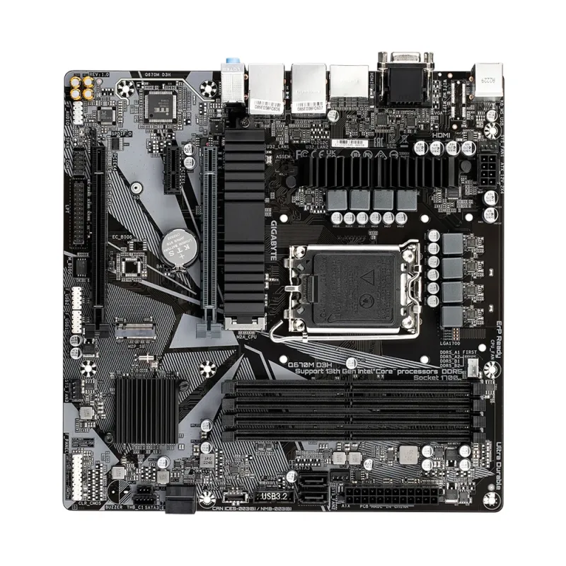 Tarjeta Madre Gigabyte Q670M D3H - Socket 1700 - 4xDDR5 - 4000/4800/5600(OC)MHz - HDMI - DisplayPort - Micro ATX - Q670M D3H