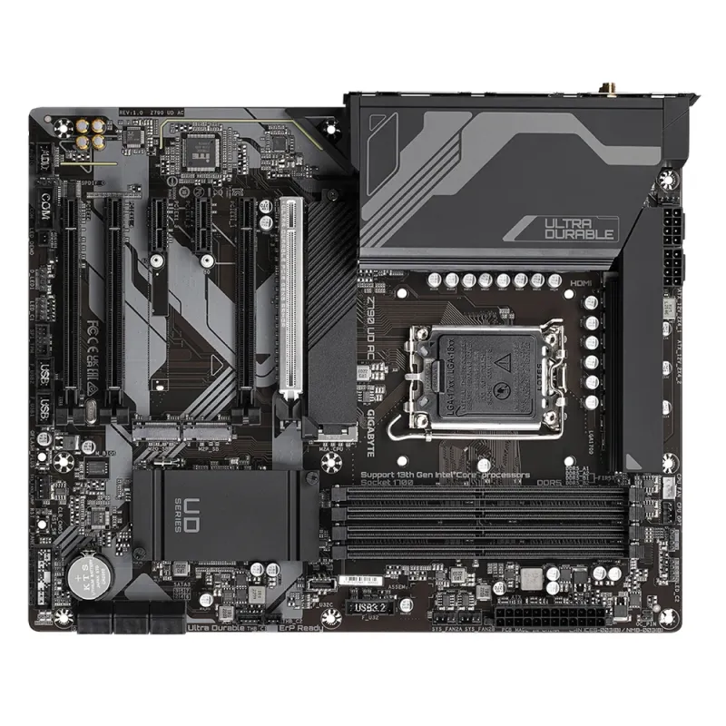 Tarjeta Madre Gigabyte Z790 UD AC - Socket 1700 - 4x DDR5 - 4000/4800/7600(O.C.)MHz - HDMI - DisplayPort - USB 2.0/3.2 - ATX - Z790 UD AC