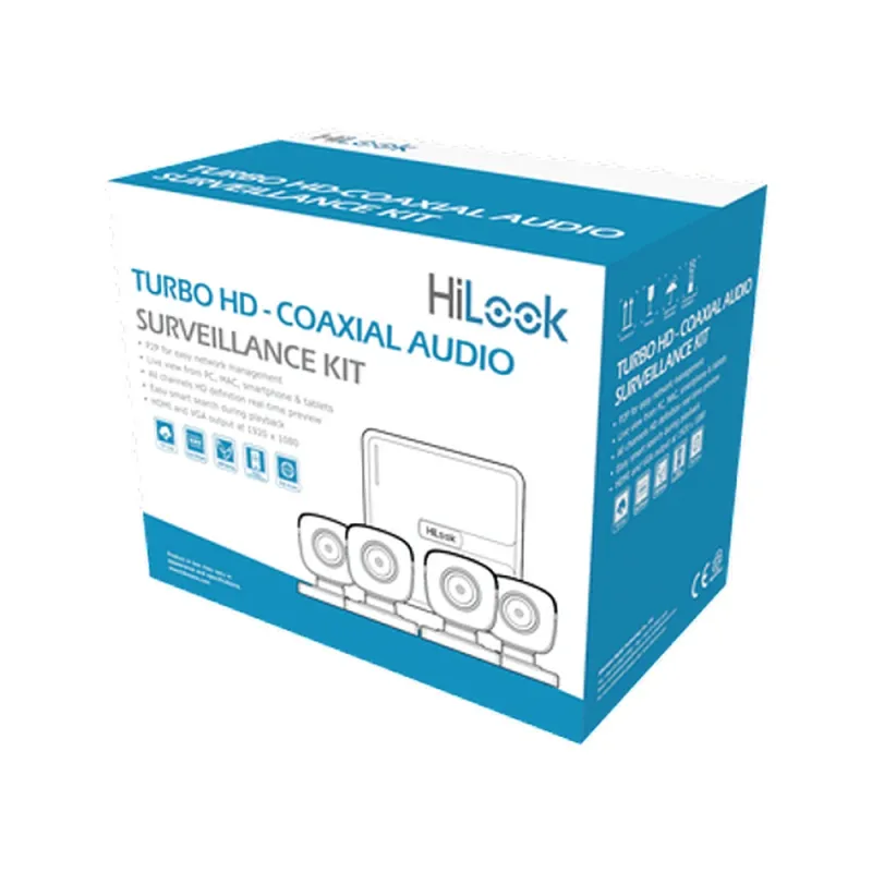 Kit de Vigilancia HiLook - DVR DVR-104G-F1(S) - 4 Canales - 1 IP - 4 Cámaras THC-B120-PS - 2MP - Bala - HL1080PS