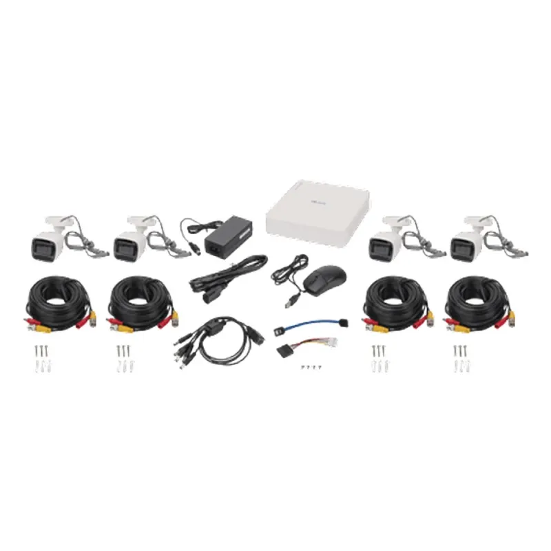 Kit de Vigilancia HiLook - DVR DVR-104G-F1(S) - 4 Canales - 1 IP - 4 Cámaras THC-B120-PS - 2MP - Bala - HL1080PS