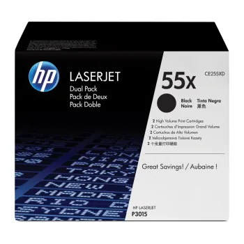 Pack De 2 Cartuchos De Tóner Hp 55X Negro Alto Rendimiento Laserjet Original (Ce255Xd) - CE255XD