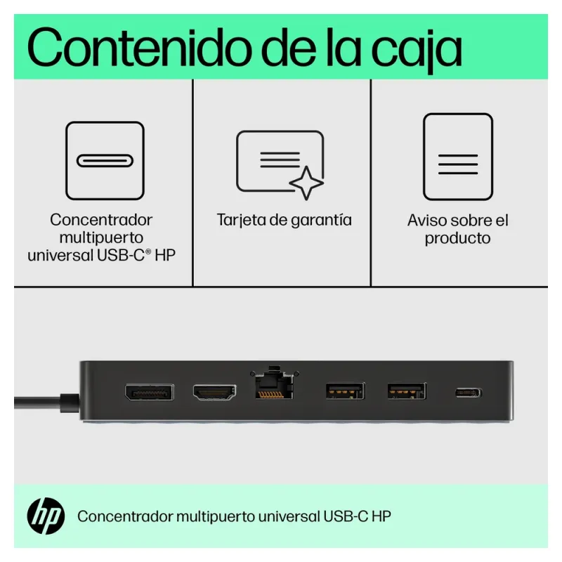 HUB HP USB-C Multiport HUB - DisplayPort - HDMI - USB 3.2 - USB-C - Ethernet - 50H55AA