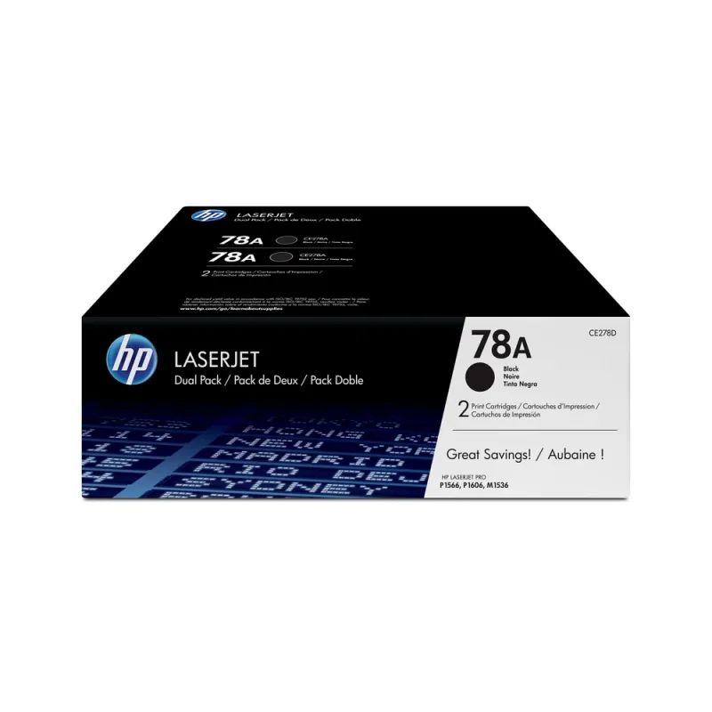 Pack De 2 Cartuchos De Tóner Hp 78A Negro Laserjet Original (Ce278Ad) - CE278AD