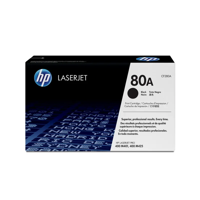 Cartucho de Tóner HP 80A - Negro - LaserJet - Original (CF280A) - CF280A