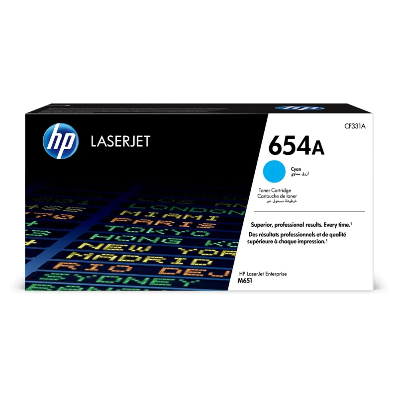 Cartucho de Tóner HP 654A - Cian - LaserJet - Original (CF331A) - CF331A