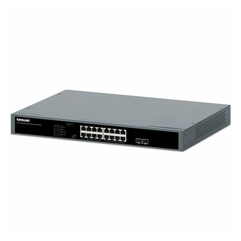 Switch Intellinet 561983 - Gigabit Ethernet - 16 Puertos - PoE+ - 2 SFP - Montaje en Rack - 561983