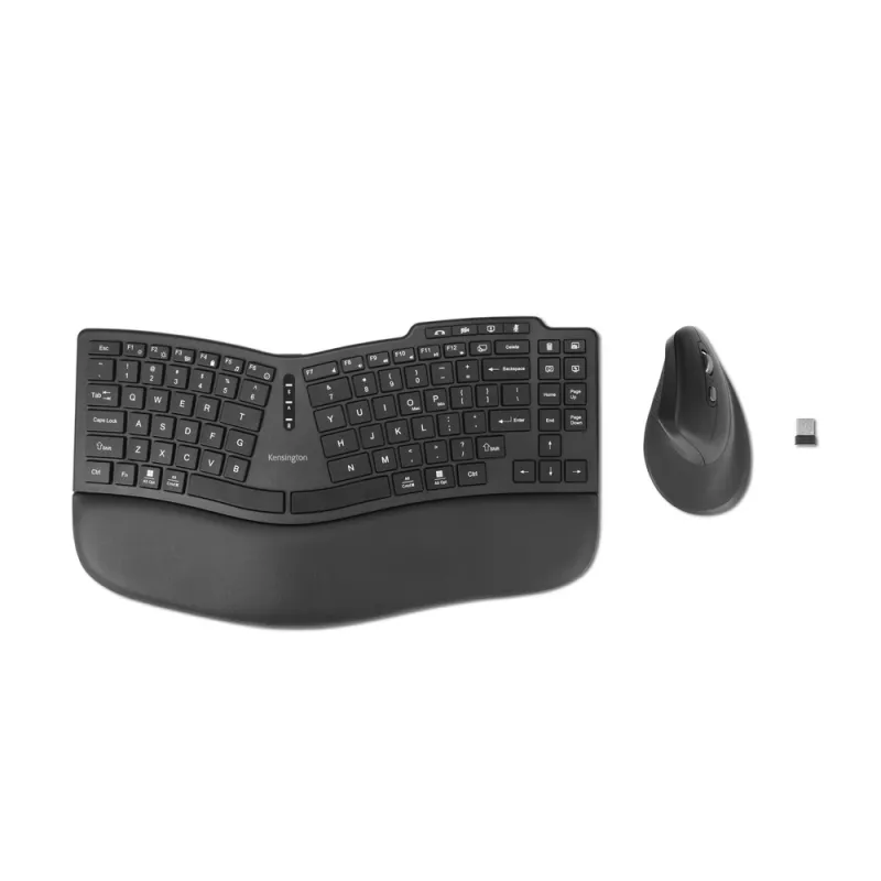 Kit Teclado y Mouse Kensington Pro Fit Ergo KM675 - Inalámbrico - Negro - K75492ES