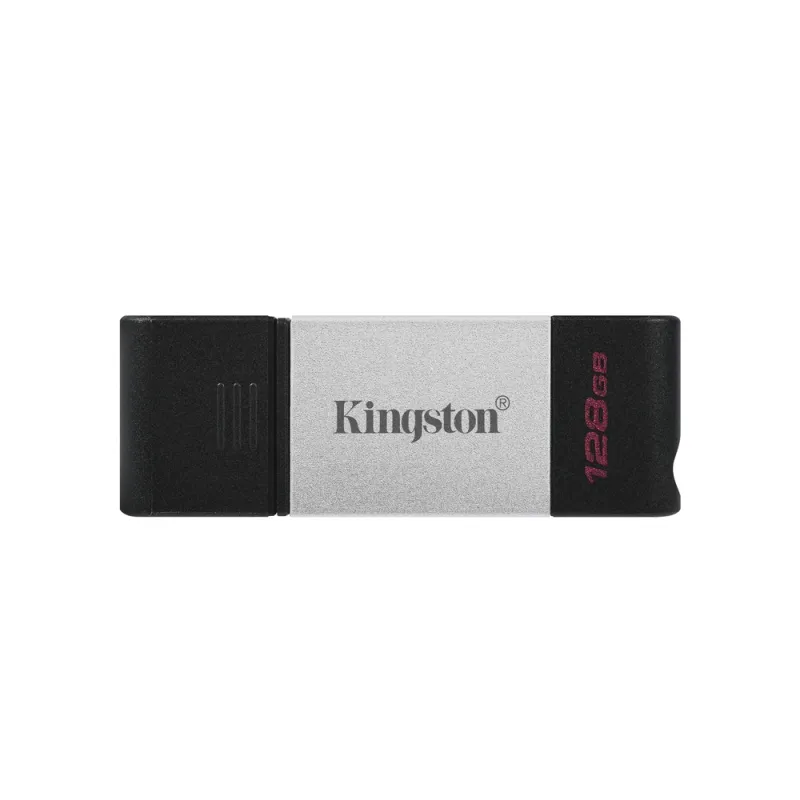 Memoria USB-C Kingston DataTraveler 80 - 128GB - USB-C 3.2 - Negro con Plata - DT80/128GB