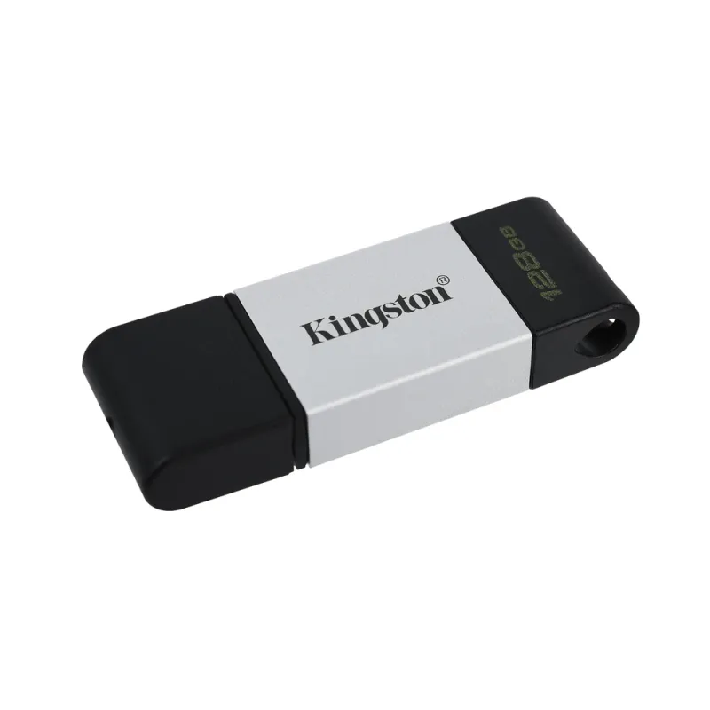 Memoria USB-C Kingston DataTraveler 80 - 128GB - USB-C 3.2 - Negro con Plata - DT80/128GB
