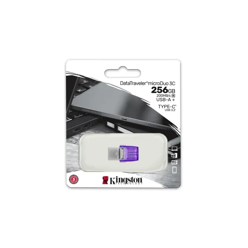 Memoria USB Kingston DataTraveler microDuo 3C - 256GB - USB 3.2 - USB-A/C - DTDUO3CG3/256GB