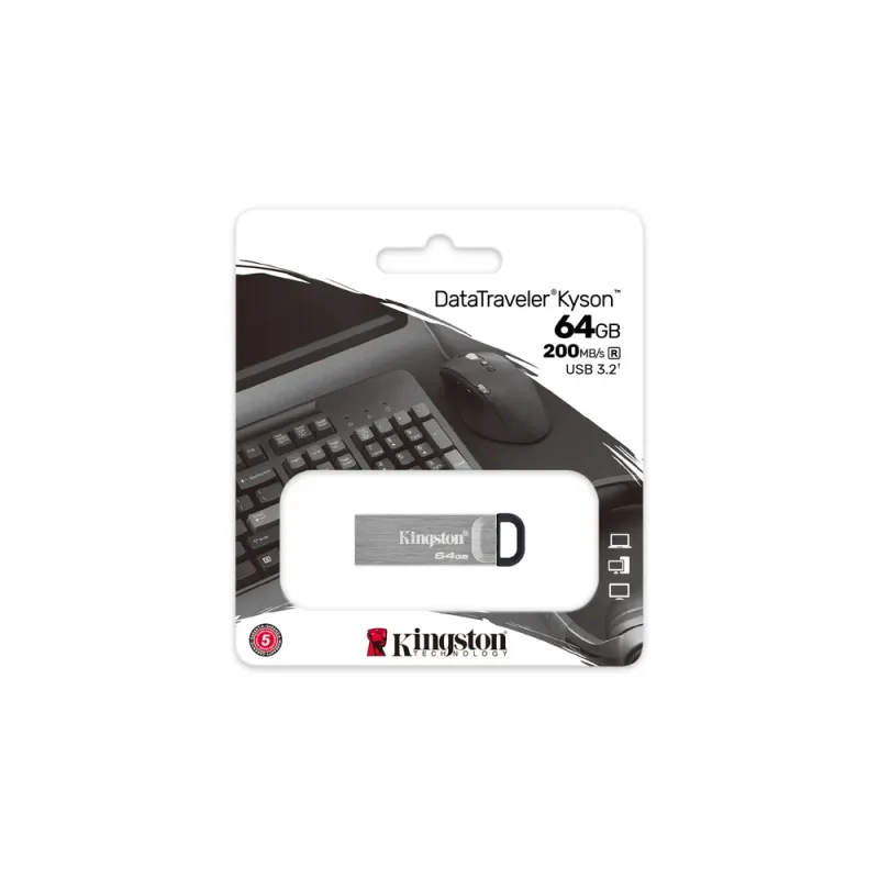 Memoria Usb Kingston Datatraveler Kyson 64Gb Usb 3.2 Gen 1 Plata - DTKN/64GB
