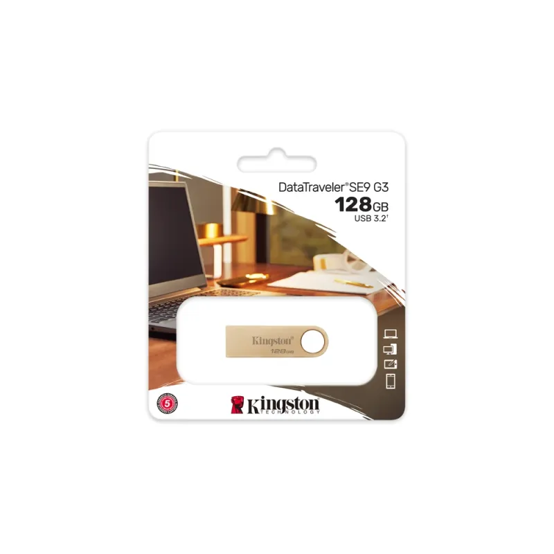 Memoria USB Kingston DataTraveler SE9 G3 - 128GB - USB 3.2 - Oro - DTSE9G3/128GB