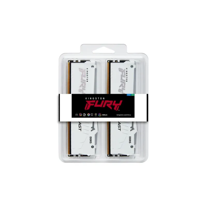 Memoria RAM Kingston FURY Beast White RGB - DDR5 - 64GB (2x32GB) - 6000MHz - Para PC - KF560C30BWEAK2-64