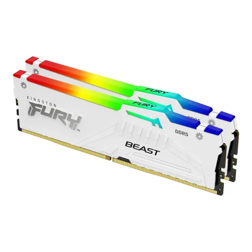 Memoria RAM Kingston FURY Beast - DDR5 - 64GB (2x 32GB) - 5600 MHz - DIMM - para PC - Blanco - RGB - KF556C36BWEAK2-64
