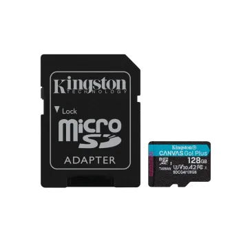 Memoria MicroSD Kingston Canvas Go! Plus - 128GB - Clase 10 - Con Adaptador - SDCG4/128GB