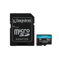 Memoria MicroSD Kingston Canvas Go! Plus - 64GB - Clase 10 - Con Adaptador - SDCG4/64GB