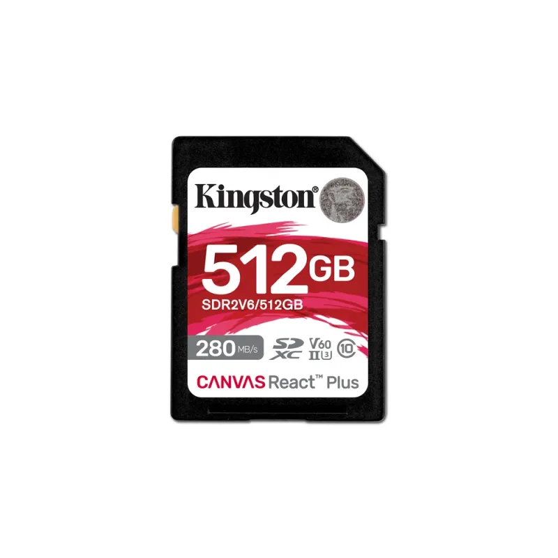 Memoria SDXC Kingston Canvas React Plus - 512GB - Clase 10 - UHS-II - SDR2V6/512GB
