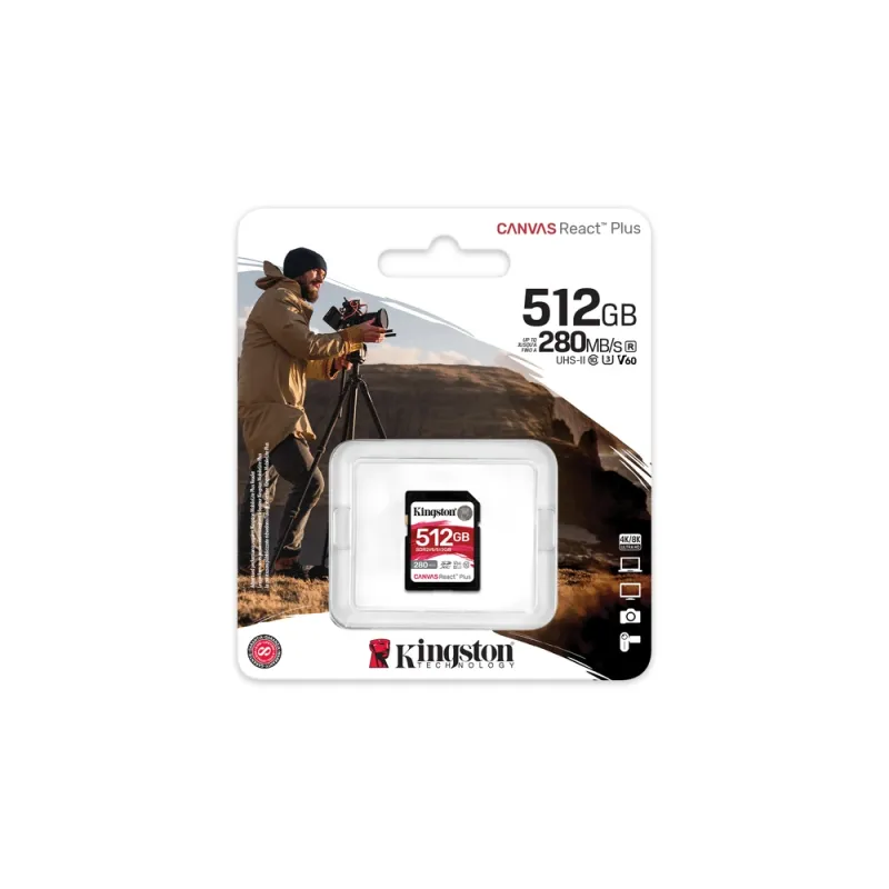 Memoria SDXC Kingston Canvas React Plus - 512GB - Clase 10 - UHS-II - SDR2V6/512GB