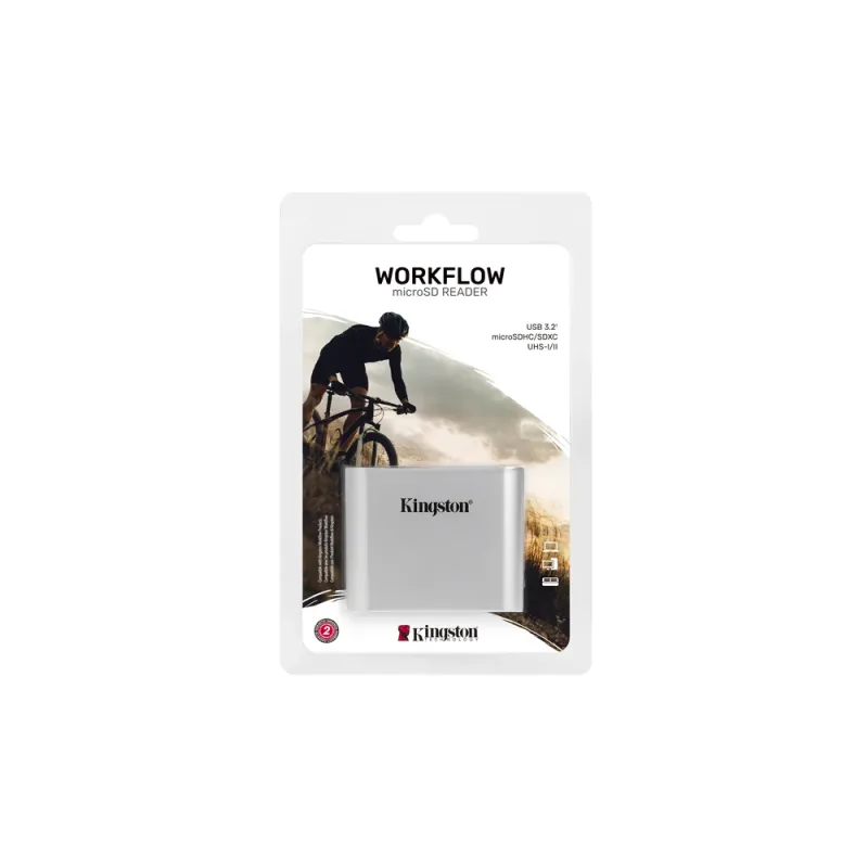 Lector de Tarjetas Kingston Workflow microSD Reader - 2 Tarjetas microSD - USB 3.2 - Negro con Plata - WFS-SDC