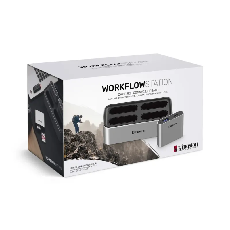 Replicador de Puertos Kingston Workflow Station - Con USB miniHub - Hasta 4 Lectores Workflow - WFS-U