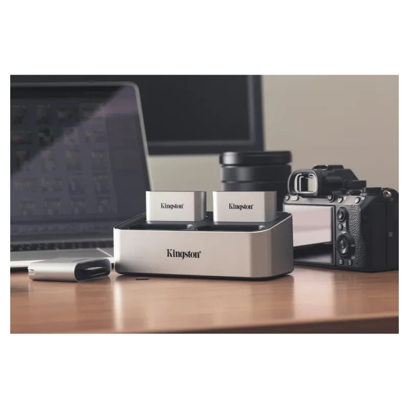 Lector de Memorias Kingston Workflow USB miniHub - 1x USB-A - 1x USB-C - Negro con Plata - WFS-USB