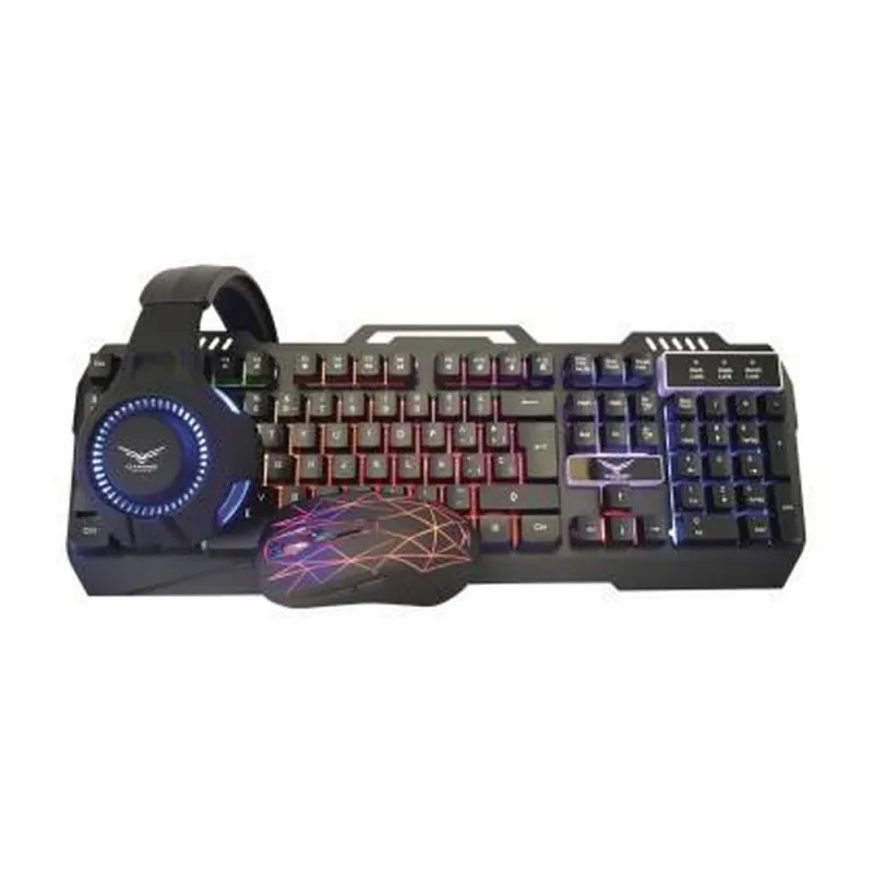 Kit Gamer Naceb Technology 4 En 1 Teclado Mouse Diadema Mouse Pad Alámbrico Español - NA-0925