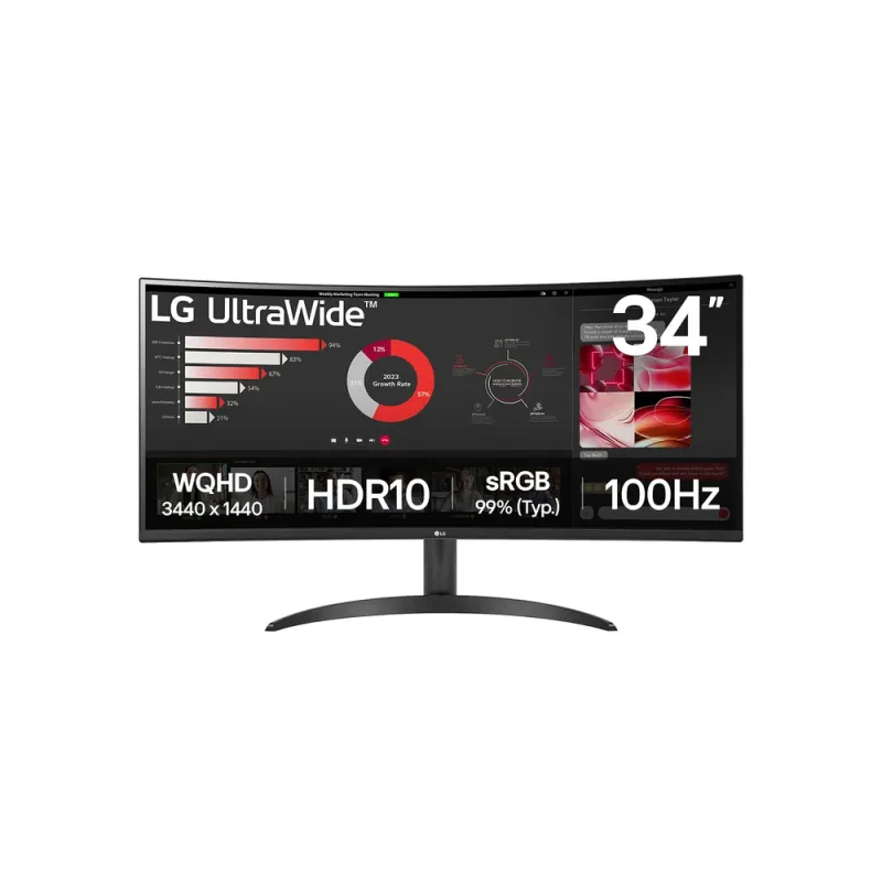 Monitor Gamer LG 34WR50QK - 34" - UltraWide QHD - 100Hz - HDMI - DisplayPort - Curvo - 34WR50QK