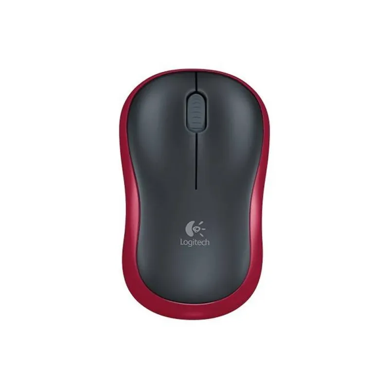 Mouse Logitech M185 - Inalámbrico - USB - Negro con Rojo - 910-003635