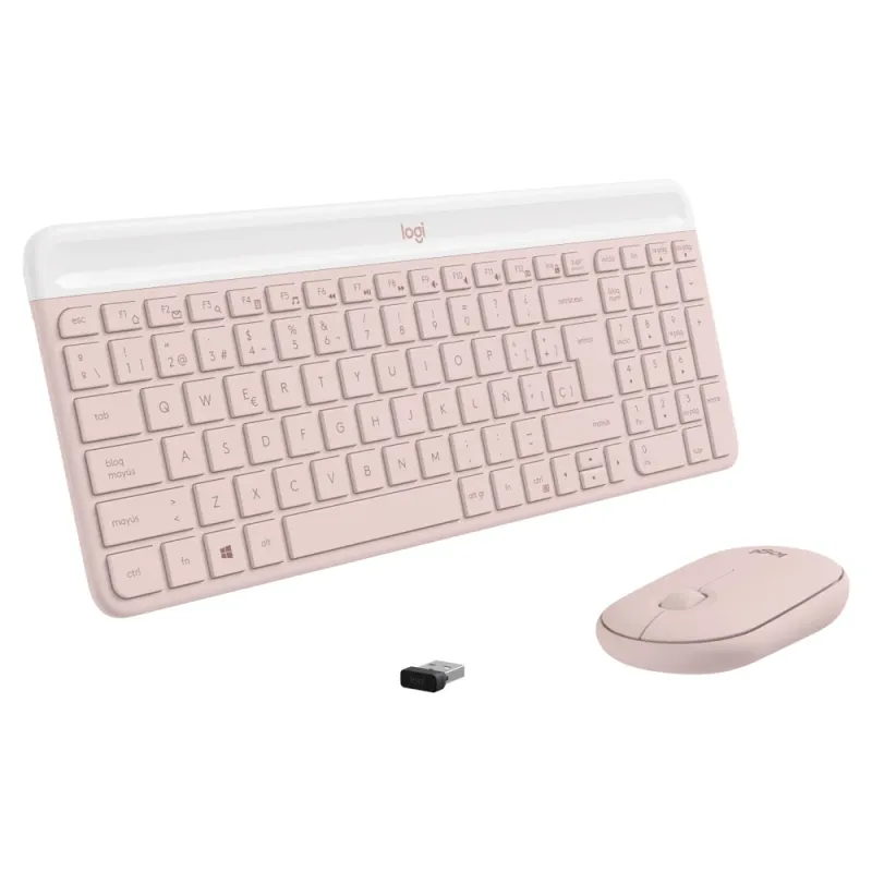 Kit Teclado y Mouse Logitech MK470 - Inalámbrico - USB - Rosa - 920-011312