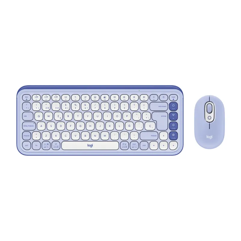 Kit Teclado y Mouse Logitech POP Icon - Inalámbrico - Bluetooth - Español - Lila - 920-013054