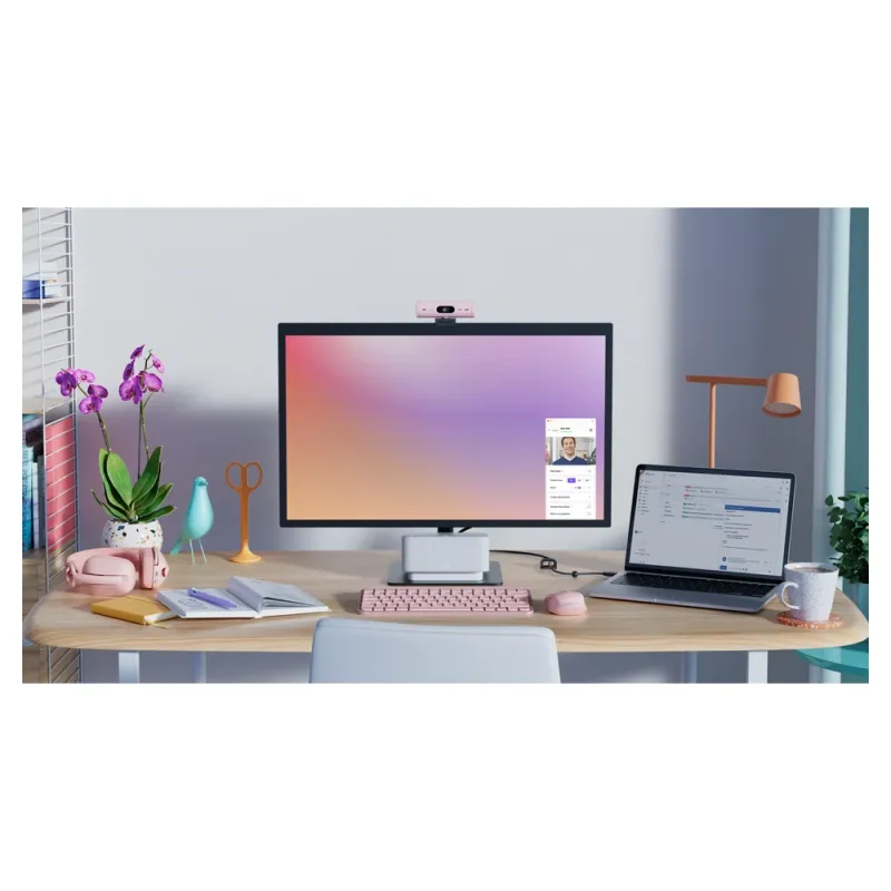 Cámara Web Logitech Brio 500 - 1080P - Micrófono - USB-C - Rosa - 960-001418