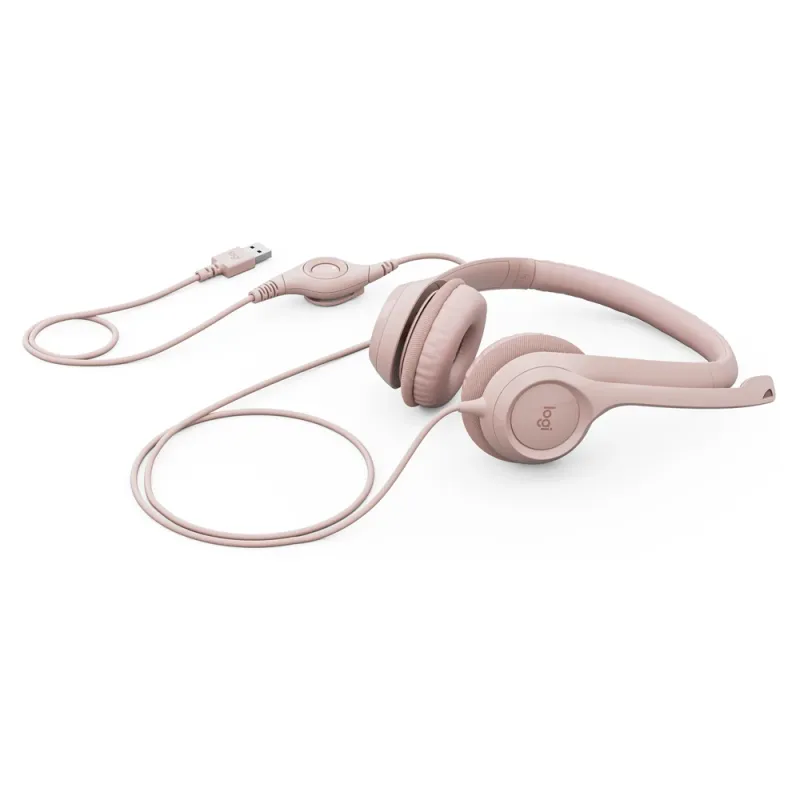 Diadema Logitech H390 - Alámbrico - USB - Micrófono - Rosa - 981-001280