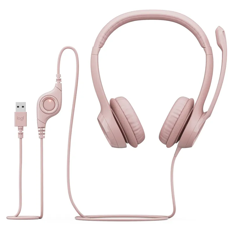 Diadema Logitech H390 - Alámbrico - USB - Micrófono - Rosa - 981-001280