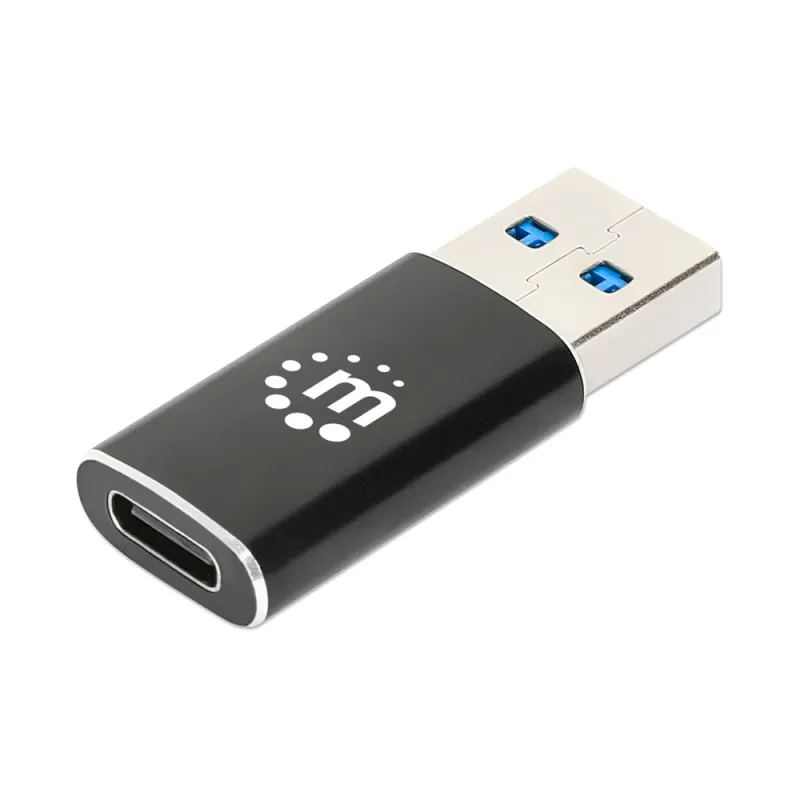 Adaptador USB Manhattan 153980 - USB-A a USB-C - Negro - 153980