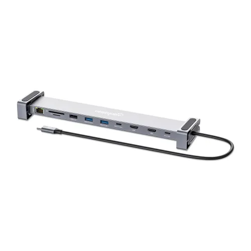 Docking Station Manhattan 190398 - USB-A/USB-C/HDMI/Micro SD/SD/RJ-45 - MST - Plata - 190398