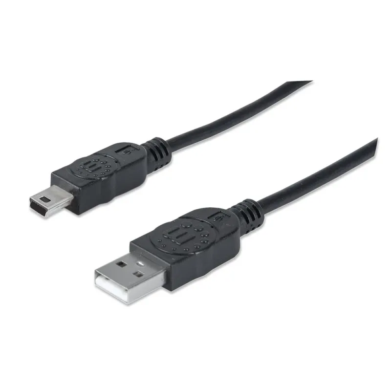 Cable Adaptador Manhattan 333375 - USB A a Mini USB B - 1.8mts - Negro - 333375