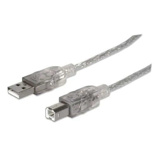 Cable para Dispositivos USB Manhattan - A Macho / B Macho - 3 m - Plateado - 340458 Cable para Dispositivos USB Manhattan - A Macho / B Macho - 3 m - Plateado - 340458