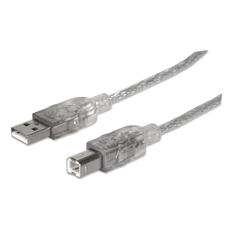 Cable para Dispositivos USB Manhattan - A Macho / B Macho - 3 m - Plateado - 340458