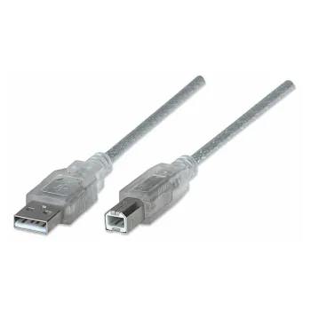 Cable USB 2.0 Manhattan A-B 4.5 metros - Plata - 340465