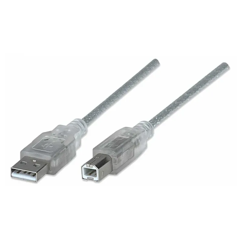 Cable USB 2.0 Manhattan A-B 4.5 metros - Plata - 340465
