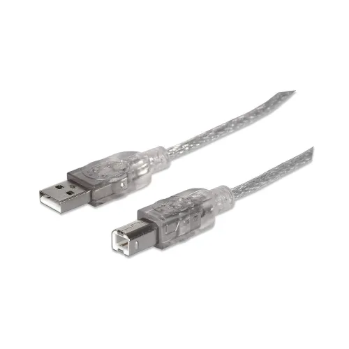 Cable Manhattan 345408 - USB-A a USB-B - 5M - Plata - 345408
