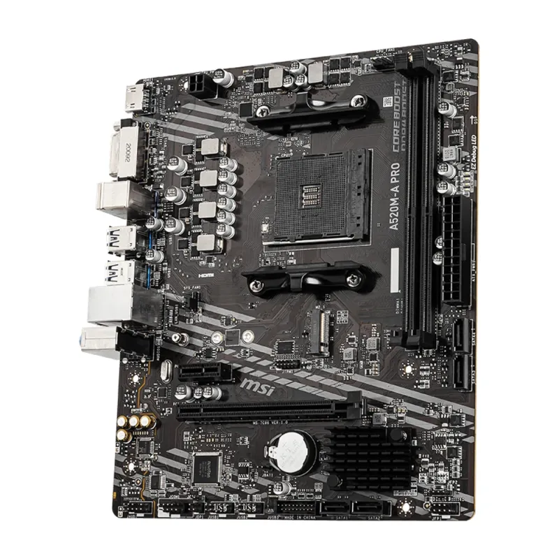 Tarjeta Madre MSI A520M-A PRO - Socket AM4 - 2xDDR4 - 1866/3200MHz - HDMI - DVI-D - M.2 - USB 2.0/3.2 - Micro ATX - A520M-A PRO