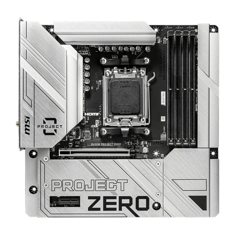 Tarjeta Madre MSI B650M PROJECT ZERO - Socket AM5 - 4xDDR5 - 4800/6400/7600MHz - HDMI - DisplayPort - USB 2.0/3.2 - Micro ATX - B650M PROJECT ZERO