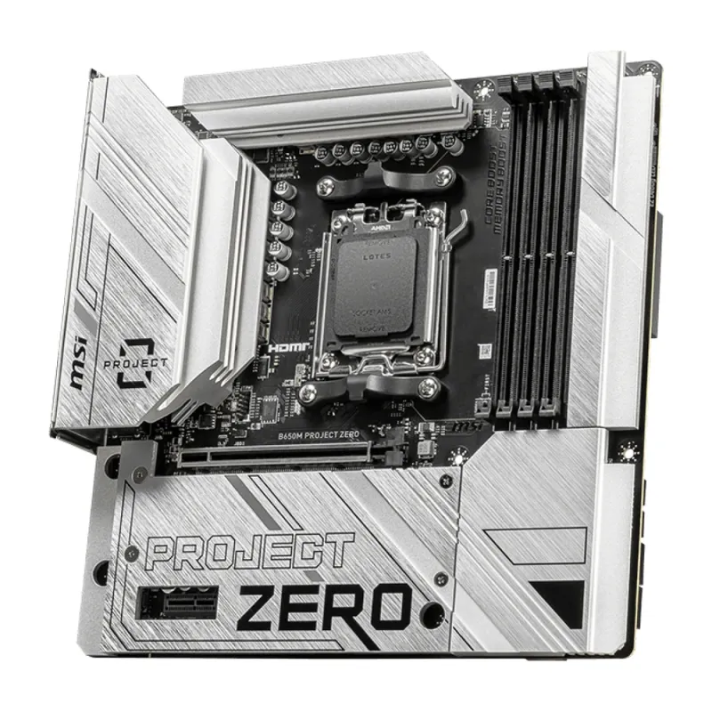 Tarjeta Madre MSI B650M PROJECT ZERO - Socket AM5 - 4xDDR5 - 4800/6400/7600MHz - HDMI - DisplayPort - USB 2.0/3.2 - Micro ATX - B650M PROJECT ZERO