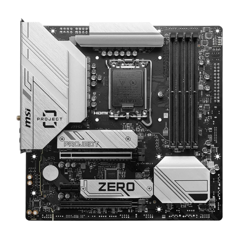 Tarjeta Madre MSI B760M PROJECT ZERO - Socket 1700 - 4xDDR5 - 4800/6600/7800MHz - HDMI - DisplayPort - USB 2.0/3.2 - Micro ATX - B760M PROJECT ZERO