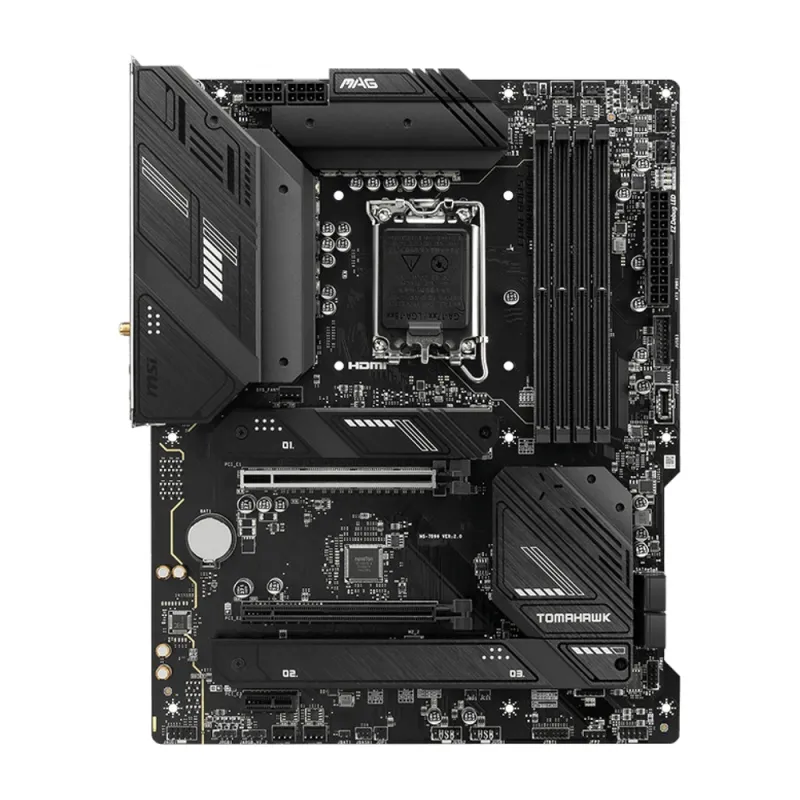 Tarjeta Madre MSI MAG B760 TOMAHAWK WIFI - Socket 1700 - 4x DDR5 - 4800/5600/7000 MHz - HDMI - DisplayPort - USB 2.0/3.2 - Micro ATX - MAG B760 TOMAHAWK WIFI