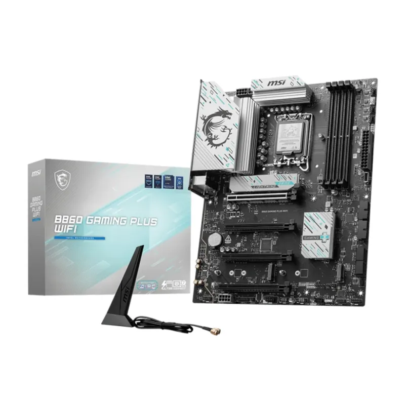 Tarjeta Madre MSI B860 GAMING PLUS WIFI - LGA1851 - 4xDDR5 - 4800/6400/8800(OC)MHz - HDMI - DisplayPort - USB - ATX - B860 GAMING PLUS WIFI
