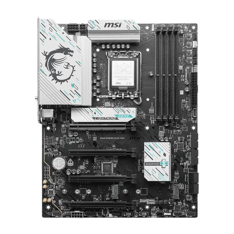 Tarjeta Madre MSI B860 GAMING PLUS WIFI - LGA1851 - 4xDDR5 - 4800/6400/8800(OC)MHz - HDMI - DisplayPort - USB - ATX - B860 GAMING PLUS WIFI