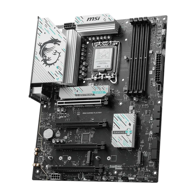 Tarjeta Madre MSI B860 GAMING PLUS WIFI - LGA1851 - 4xDDR5 - 4800/6400/8800(OC)MHz - HDMI - DisplayPort - USB - ATX - B860 GAMING PLUS WIFI